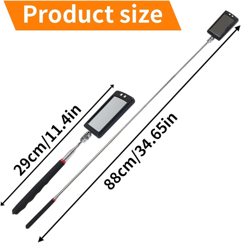 VortecSys Extendable Inspection Mirror, 360-Degree Rotation LED Inspection Mirror Telescoping, Telescoping Mirror for Mechanic Checking Vehicle and Extra Viewing - Image 4